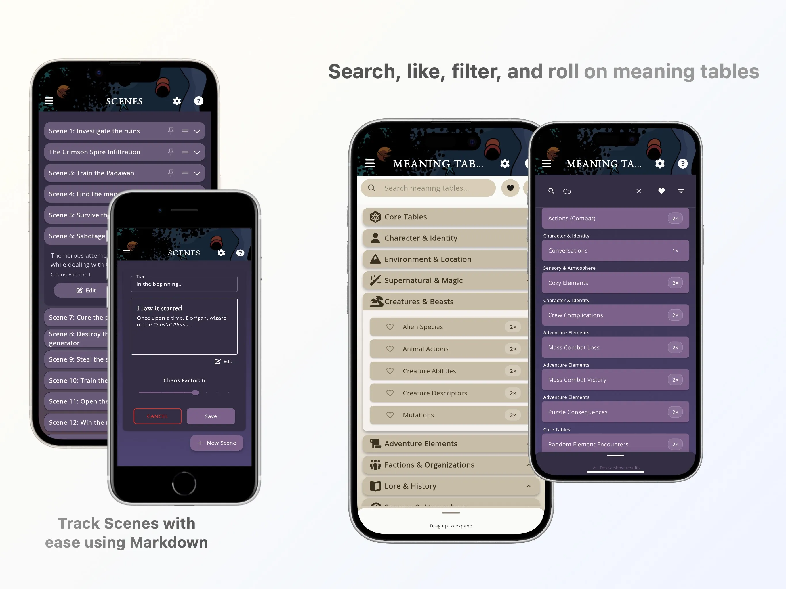 Mythic GME Digital — desktop layout showing panels and the Adventure Log