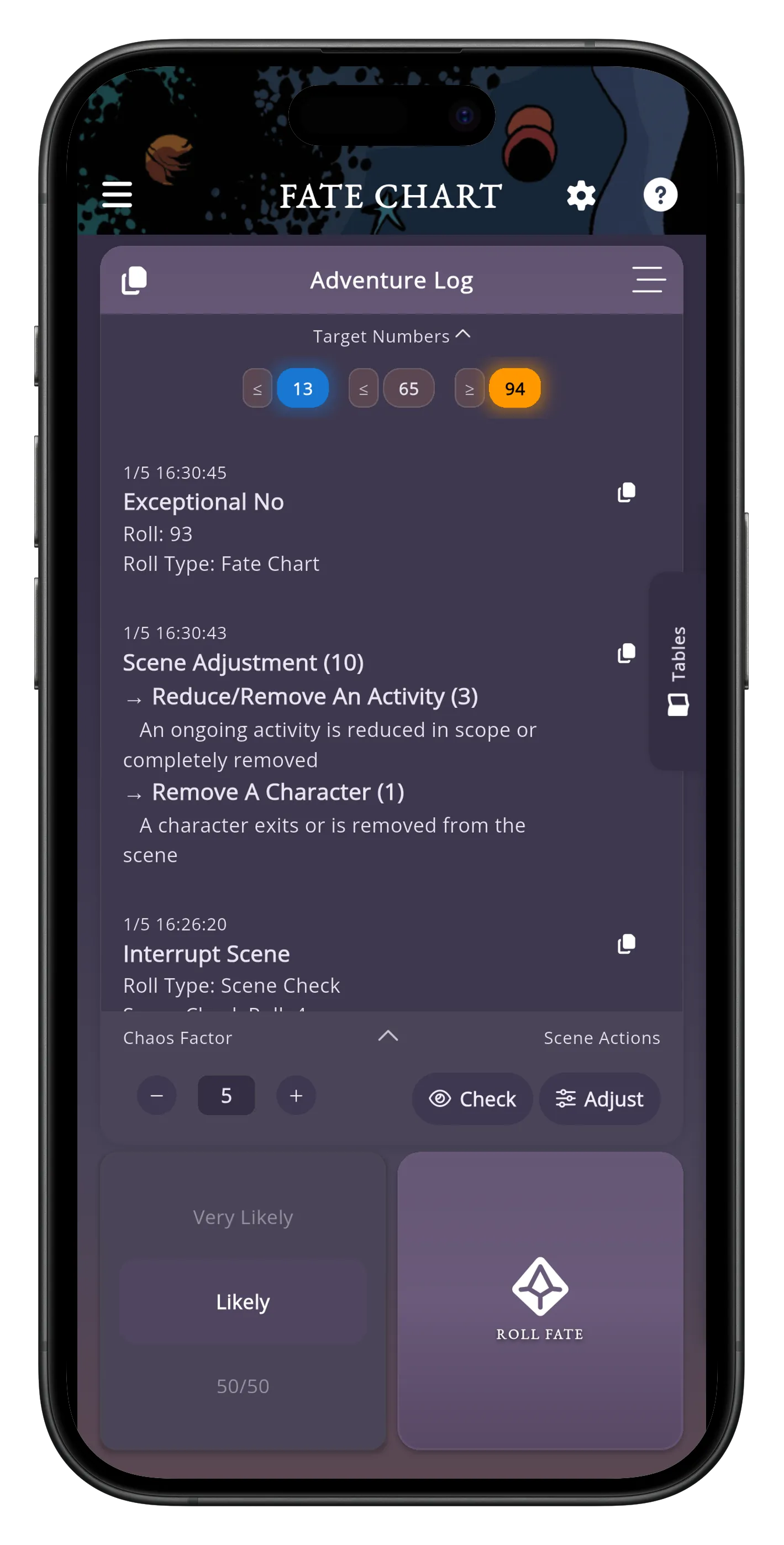Fate Chart — Mythic GME app