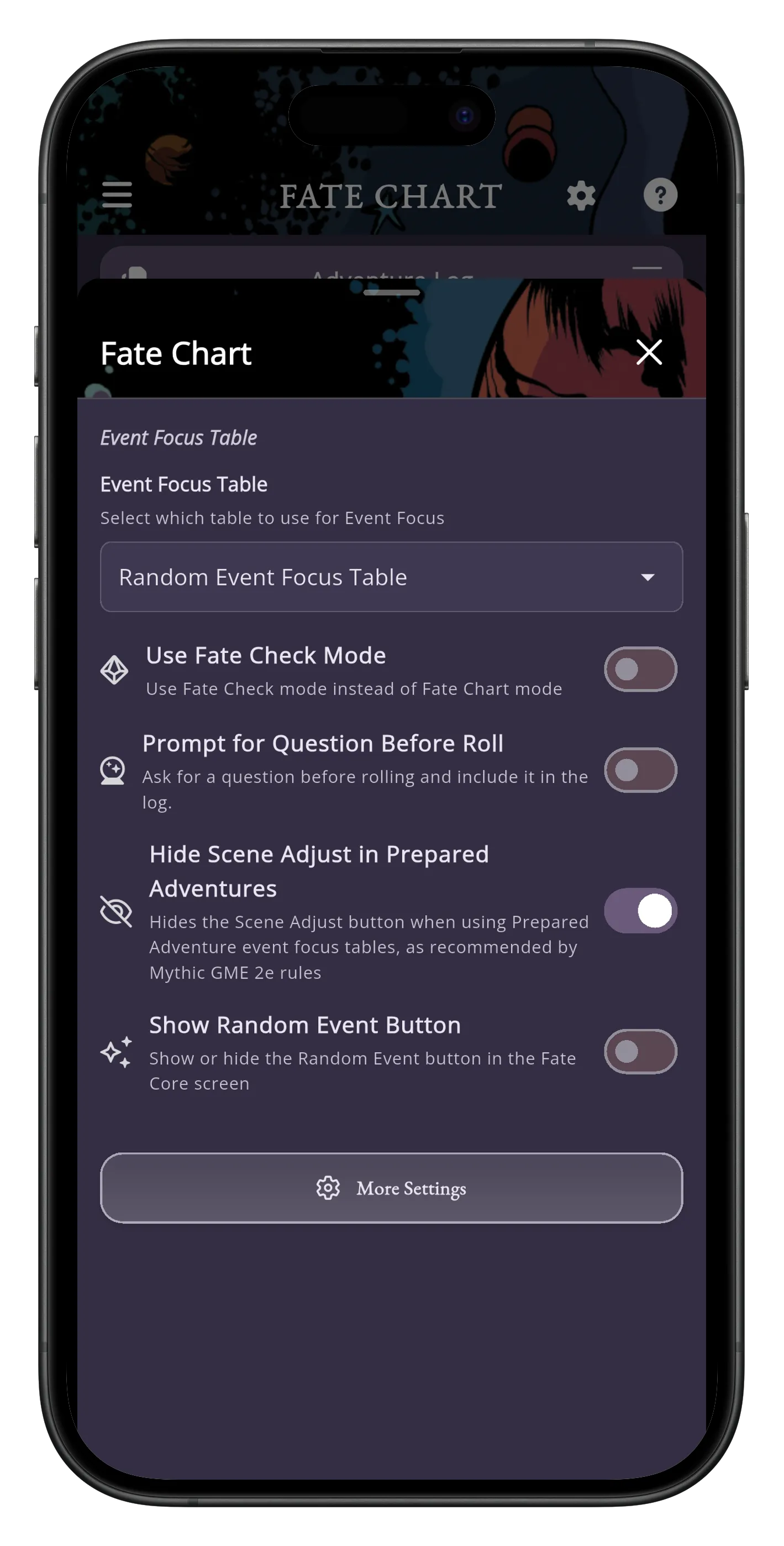 Settings — Mythic GME app
