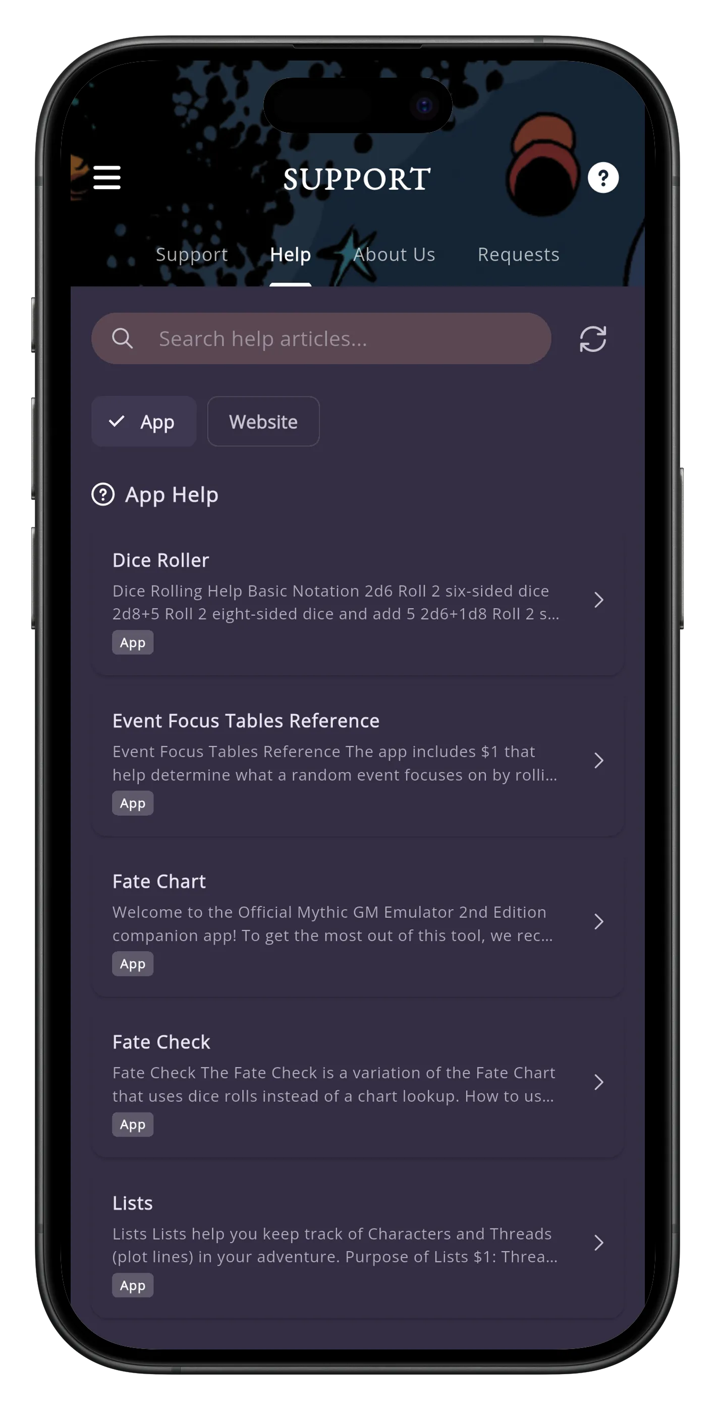Screenshots do Mythic GME Mobile