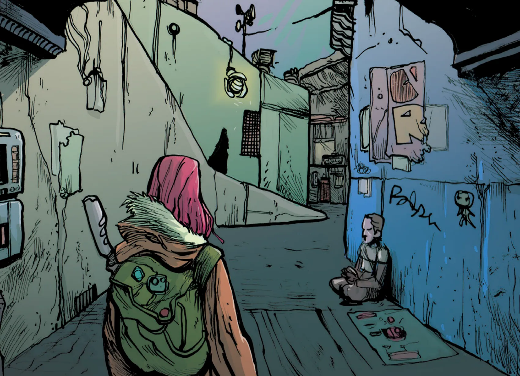 Mulher caminhando em uma rua.